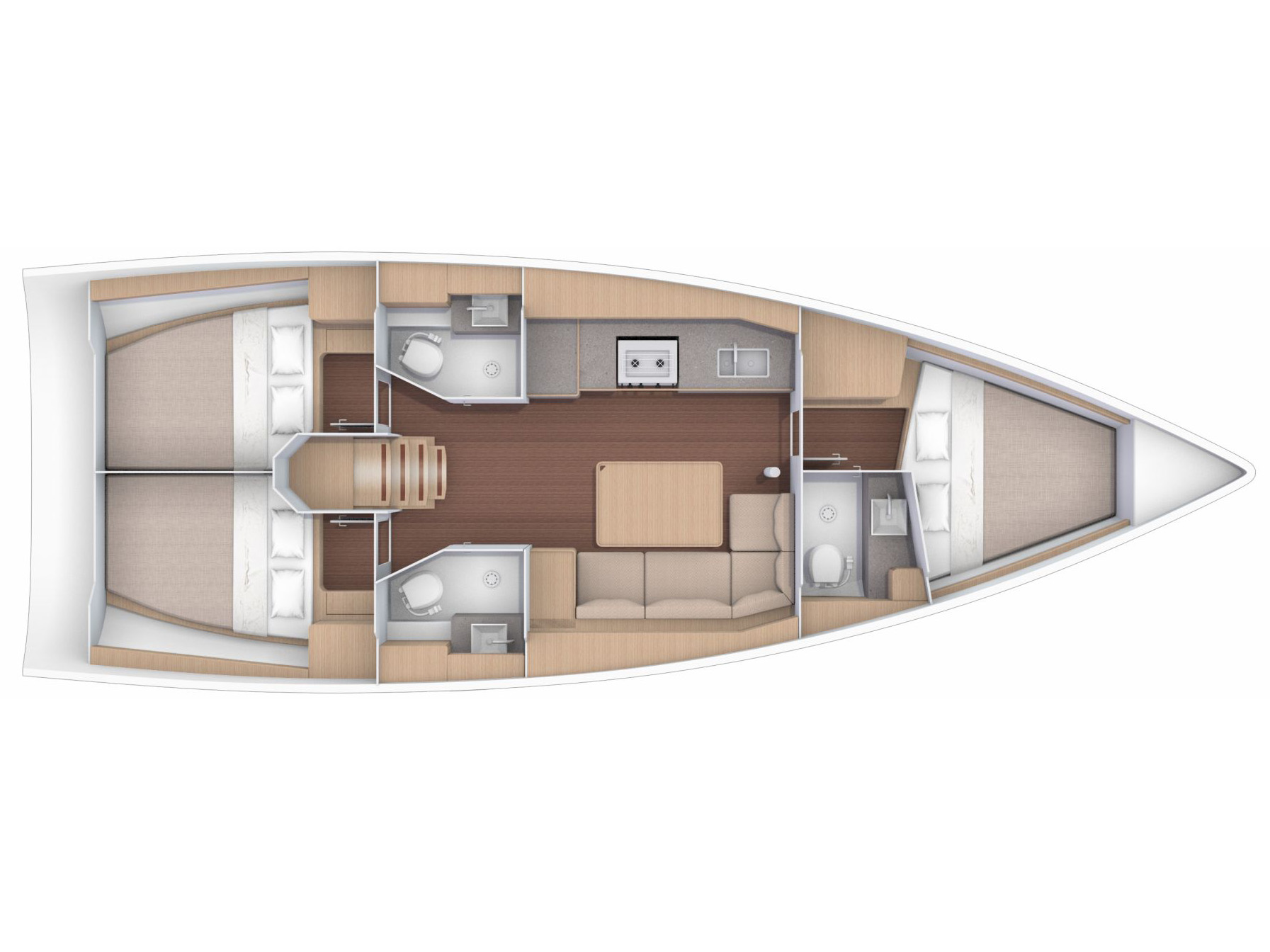 Dufour 390 Grand Large (3cab/2WC) Sketch
