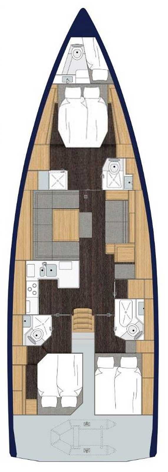 Bavaria C50 Style - 3 + 1 cab. Sketch