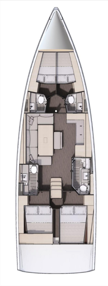 Dufour 470 – Grundriss 4 Kabinen