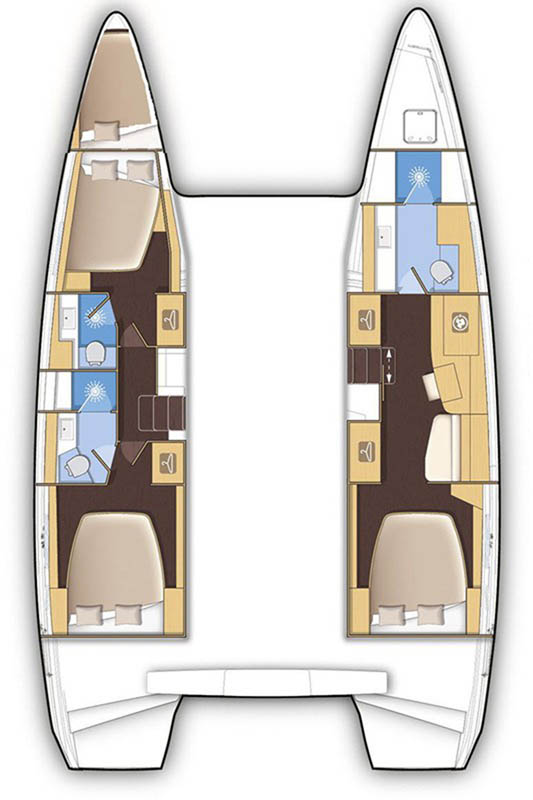 Lagoon 42 (3+1 cab) Owner Version Sketch