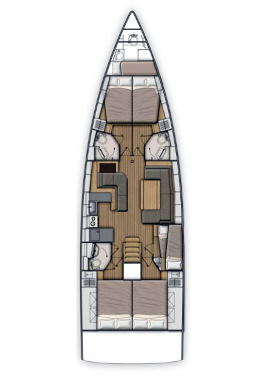 Oceanis 51.1 (5+1 cab, 3+1wc) Sketch