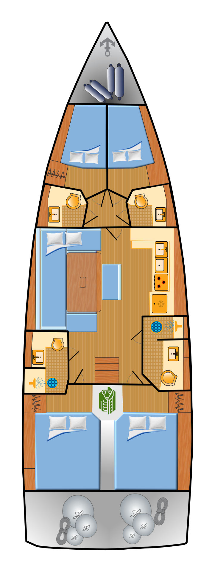 Dufour 470 (4+1cab/ 4 WC) Sketch