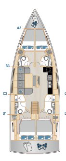 Hanse 460 - 4 cab. Sketch