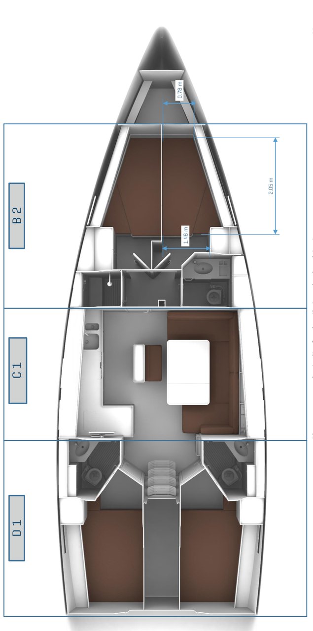 Bavaria Cruiser 46 (4 cab/3WC) Sketch