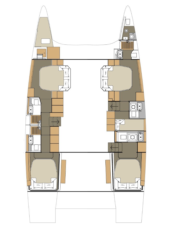 Dufour 48 Catamaran (5+1 cab) Sketch
