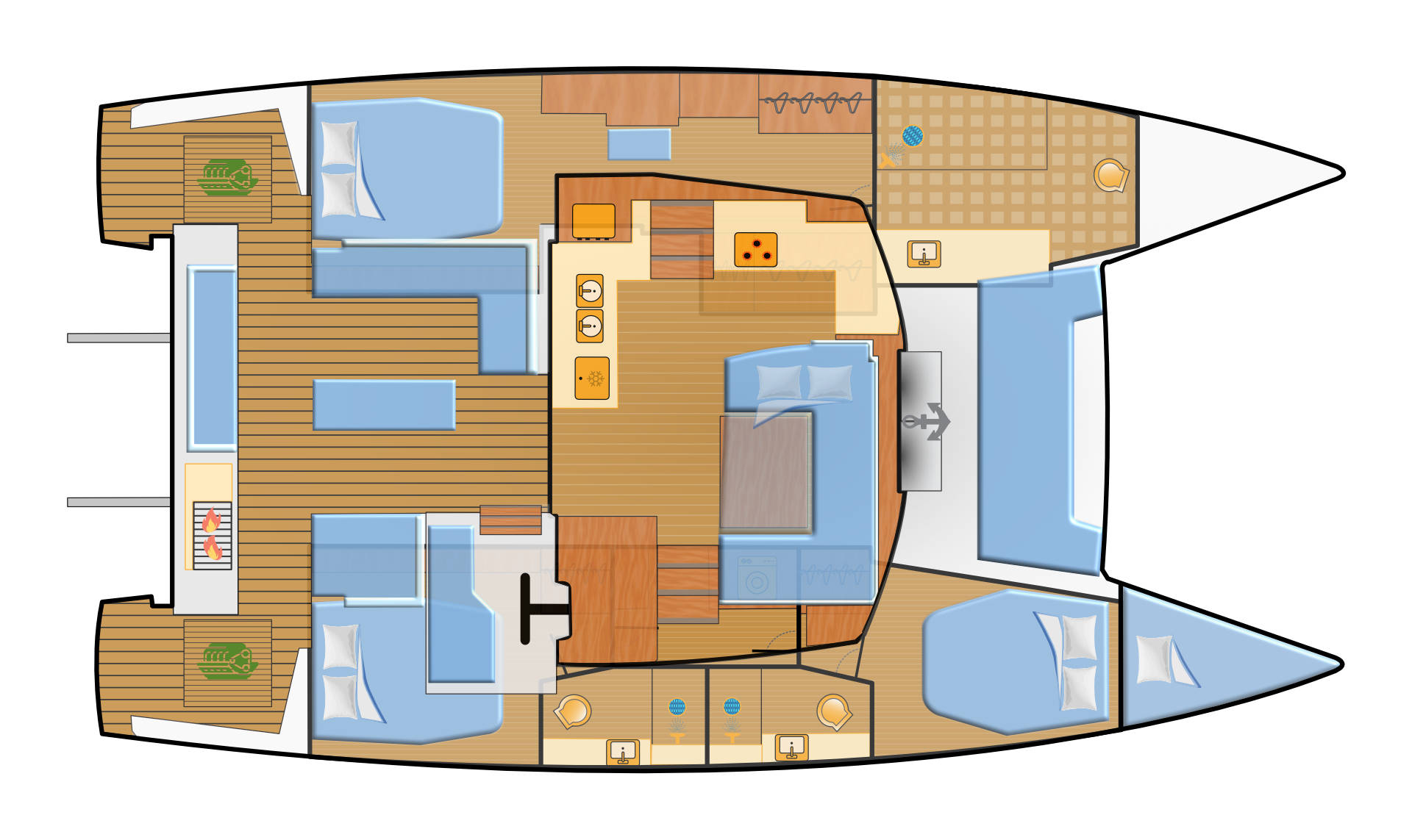 Fountaine Pajot Elba 45 - 4 + 2 cab. Sketch