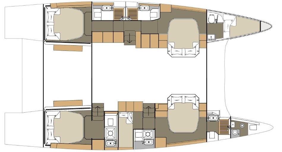 Dufour 48 Catamaran (5+1 cab) Sketch
