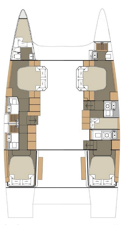 Dufour 48 Catamaran (5+1 cab) Sketch