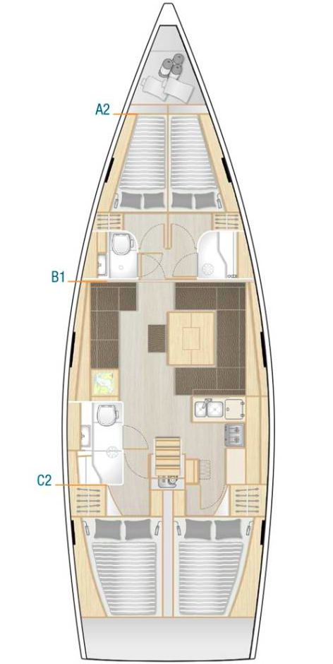 Hanse 458 (4cab/2wc) Sketch