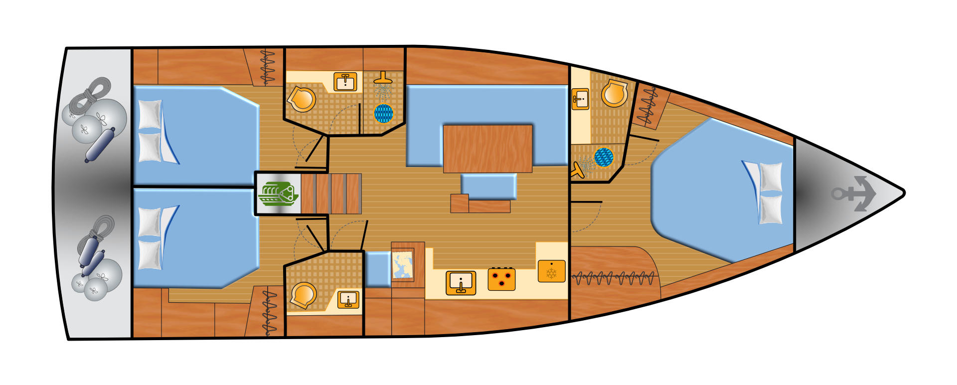 Hanse 460 - 3 cab Sketch