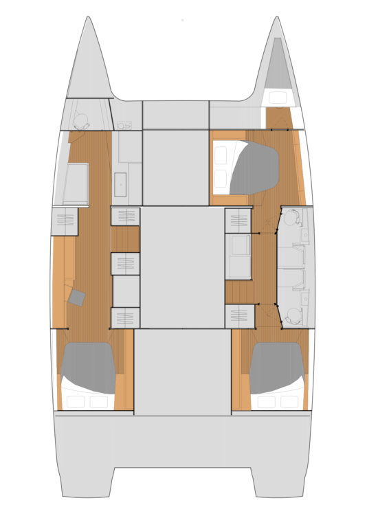 Tanna 47 – Grundriss 3 Kabinen · 3 Bäder