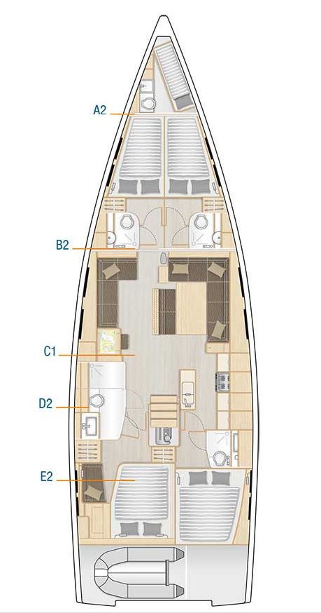 Hanse 548 (4+1cab/4wc) Sketch