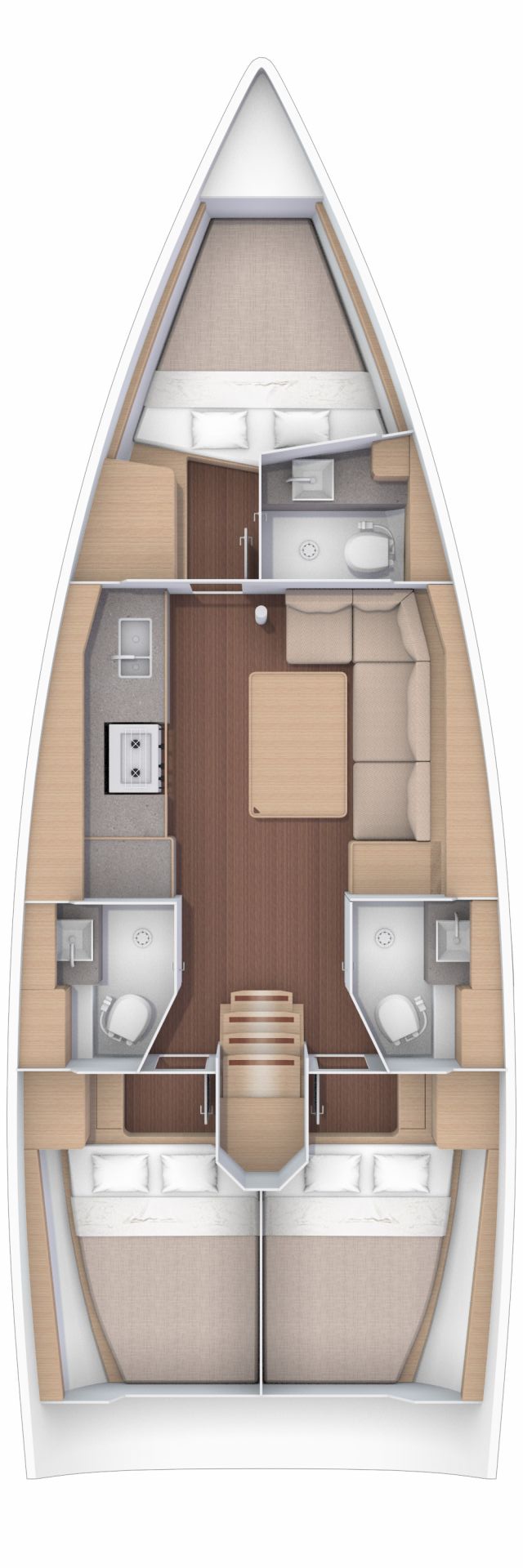 Dufour 390 Grand Large – Grundriss 3 Kabinen