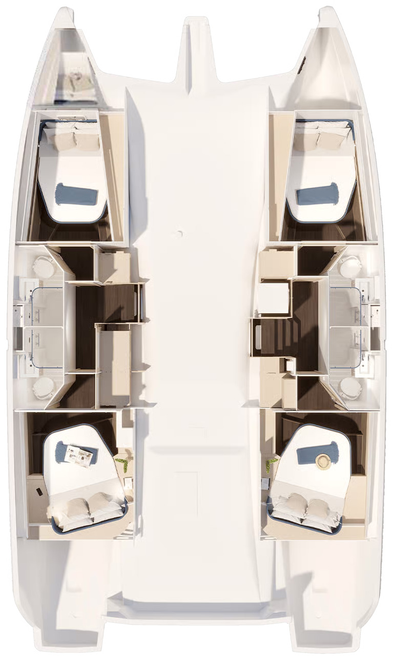 FP 44 – Grundriss 4 Kabinen · 4 Bäder