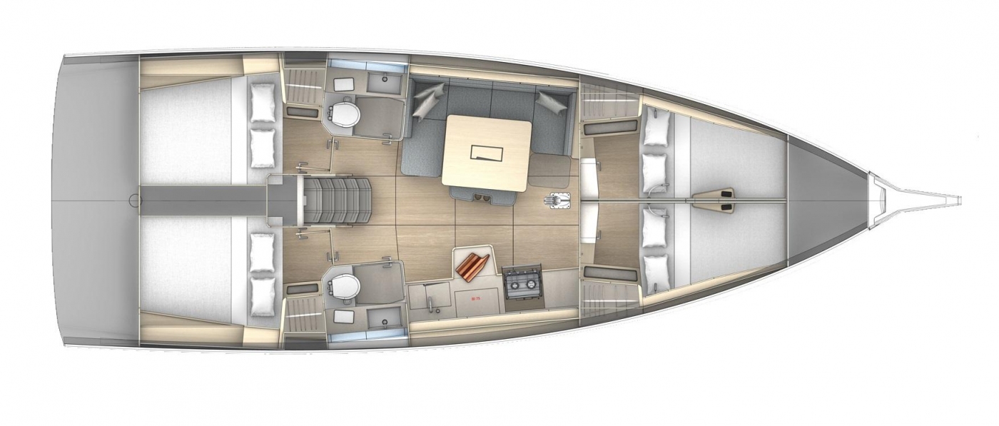 Dufour 41 – Grundriss 4 Kabinen