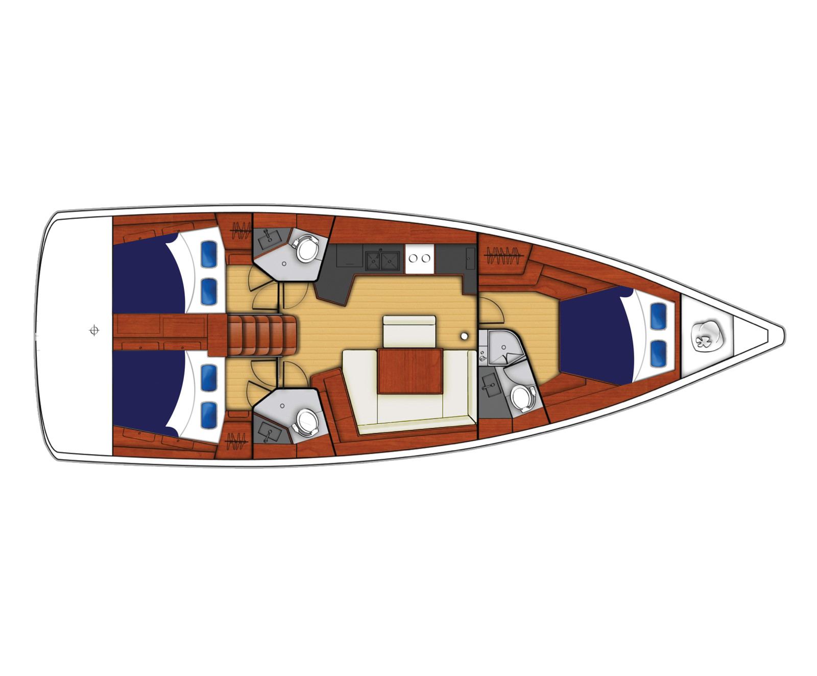 Oceanis 45 – Grundriss 3 Kabinen