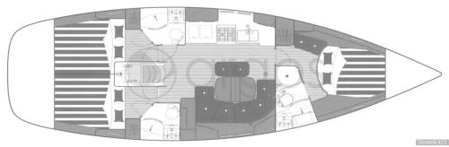 Oceanis Clipper 423 – Grundriss 3 Kabinen · 3 Bäder