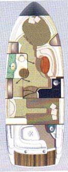 Sessa Oyster 35 – Grundriss 2 Kabinen · 1 Bad