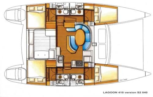 Lagoon 410 S2 Valhalla (4Cab/4WC)  Sketch