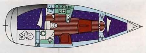X-332 – Grundriss 2 Kabinen · 1 Bad