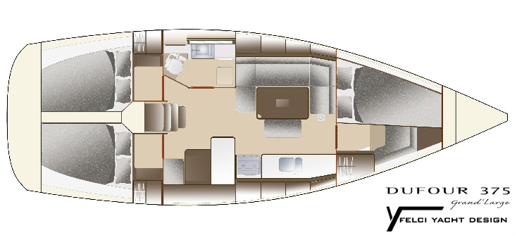 Dufour 375 Grand Large (3Cab/1WC) Sketch