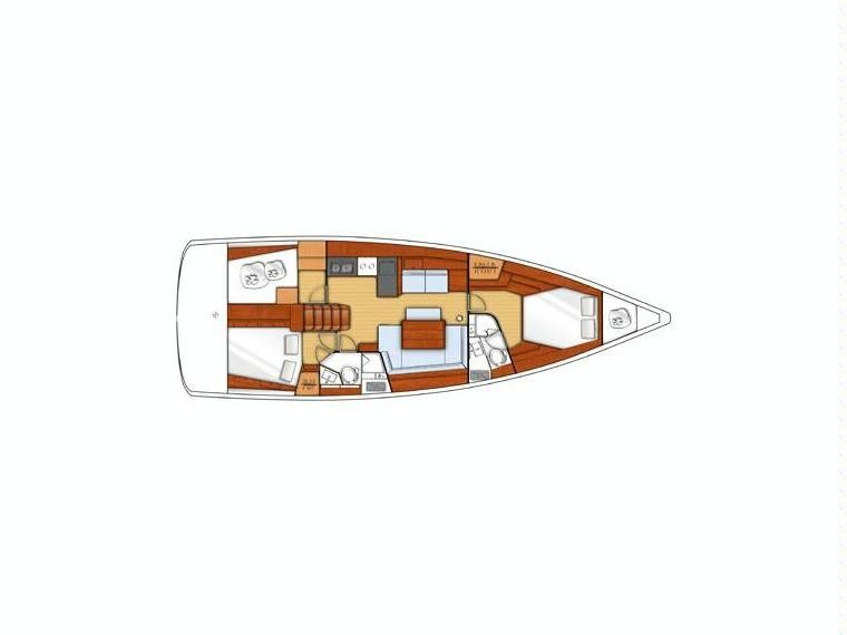 Oceanis 45 – Grundriss 2 Kabinen