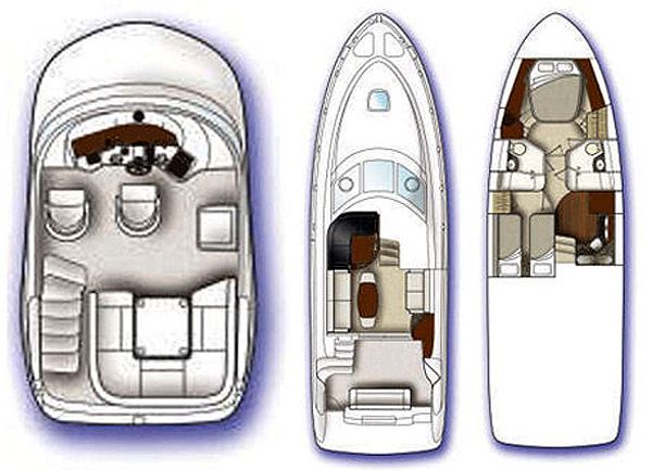 Sea Ray 44 Sedan Bridge – Grundriss 2 Kabinen