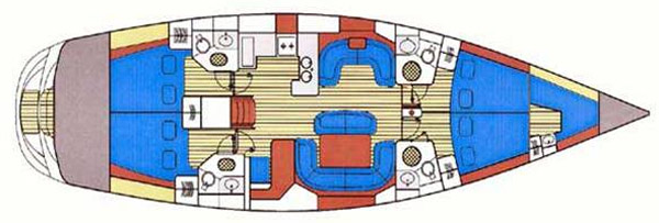 Alfa 56 – Grundriss 4 Kabinen · 3 Bäder