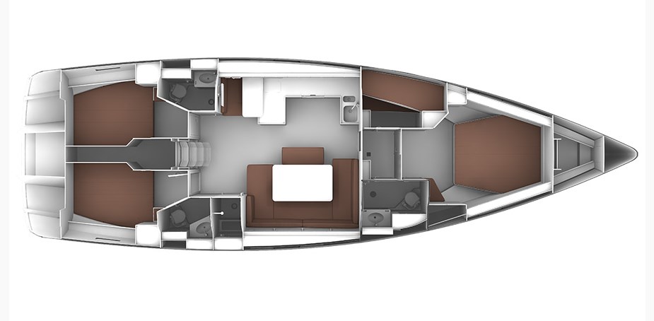 Bavaria Cruiser 51 – Grundriss 4 Kabinen
