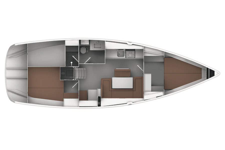 Bavaria Cruiser 40 – Grundriss 2 Kabinen