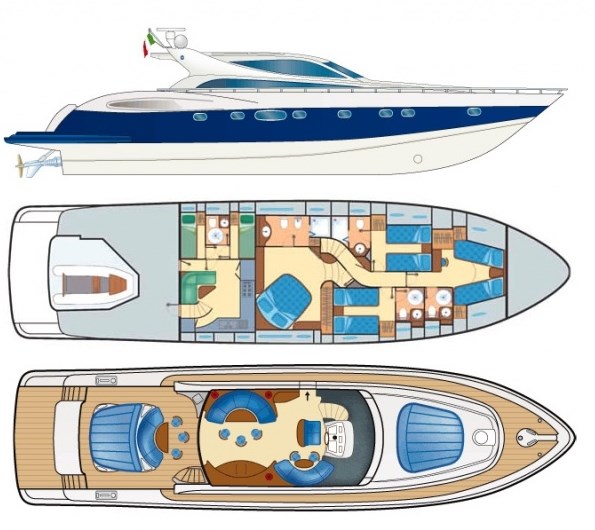 Alfamarine 78 – Grundriss 4 Kabinen